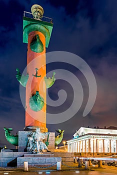 The old stock exchange of St. Petersburg and Rostral columns