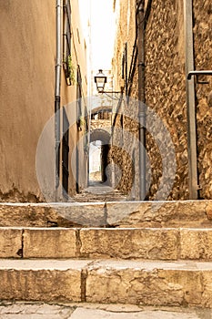 Old stone Ancient European medieval passageway alley