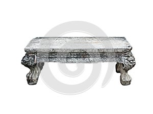 Old stone bench,isolated on white background with clipping path