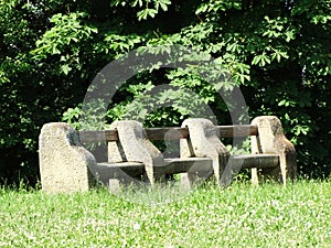 Old stone bench in nature