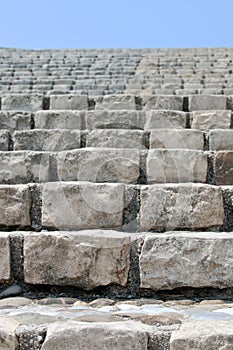 Old stone brick staircase closeup