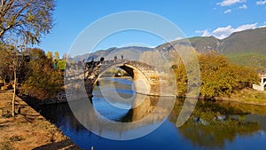 The old stone bridge along the course of the Heihui River in Shaxi, Yunnan, China