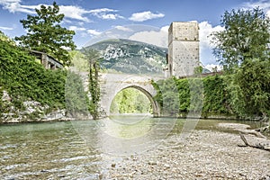Old stone bridge at Frasassi Marche Italy