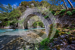 Old stone bridge in Klidonia Zagori, Epirus, Greece.