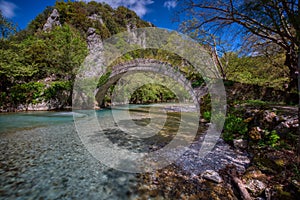 Old stone bridge in Klidonia Zagori, Epirus, Greece.