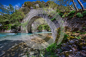 Old stone bridge in Klidonia Zagori, Epirus, Greece. photo