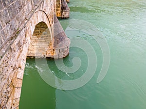 The old stone bridge of Mehmed Pasha Sokolovic over the river Drina in Visegrad