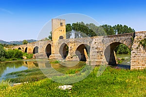 Old stone bridge over Ebro. Frias