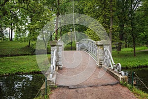 Old stone bridge in the palace park, Gatchina, St. Petersburg region, Russia