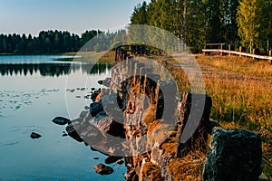 Old stone bridge in summer Finland