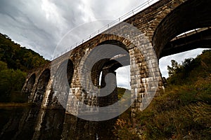 Old stone bridge at Transsiberian railway at Baikal lake