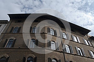 Old stone buildig and fancy windows firenze city