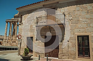 Old stone building and balcony at Merida