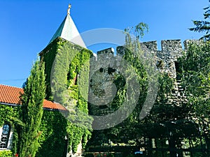 Old stone building of Belgrade fortress, Serbia on a sunny day