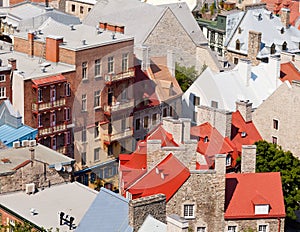 Old stone building roofs in Old Quebec City Canada