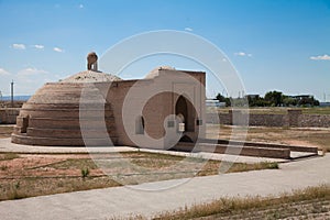 An old stone building for storing water on the road to Bukhara, in Uzbekistan