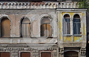 Old stone building undergoing renovation, Kimry, Tver Region, Russia