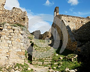 Old stone castle with stairs in Palafolls photo