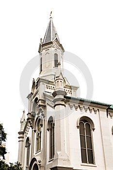 Old Stone Church Isolated on White