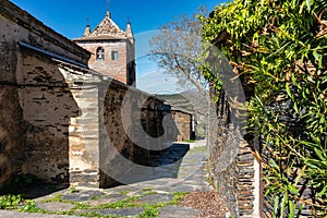 Old stone constructions on the route of the black villages, Majaelrayo, Guadalajara. photo
