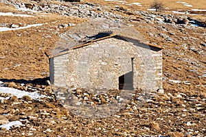 Old Stone Cowshed on Lessinia High Plateau - Verona Province Veneto Italy