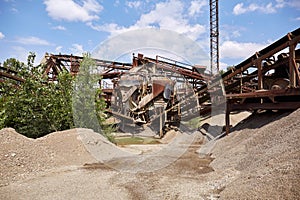Old stone crushing plant. Gravel mill