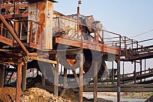 Old stone crushing plant. Gravel mill