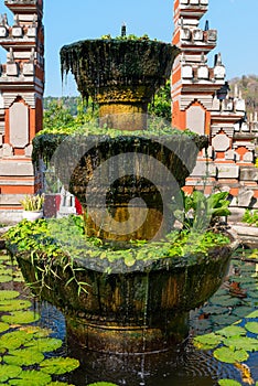 Old stone fountain in Balinese style