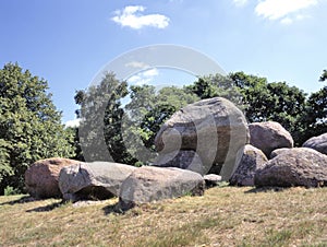 Old stone grave like a big dolmen in Drenthe Holland. It is called in Dutch a Hunebed