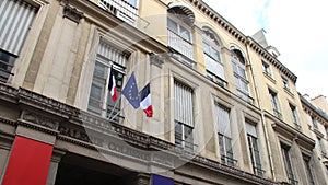 old stone habitation buildings (galerie colbert) in paris (france)