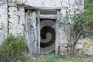 old stone house in Zarouchla village. Achaia, Greece