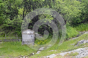 Old stone houses in Kormisosh reserve in Bulgaria