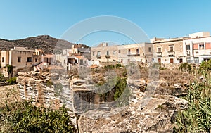 Old stone houses of the residential district on the island Favignana, province of Trapani, Sicily