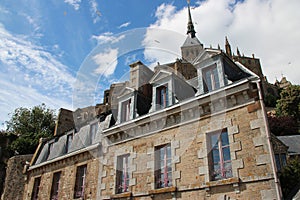 old stone houses in a village at le mont-saint-michel in normandy (france)