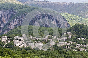 Old stone houses in the village Monodendri of Zagoria, Epirus, W