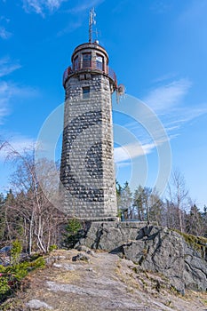 Old stone lookout tower on Prosec Ridge