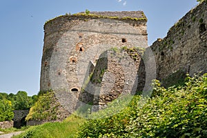 Old stone medieval Stephen Bathory Gate in Kamianets-Podilskyi fortress, Ukraine