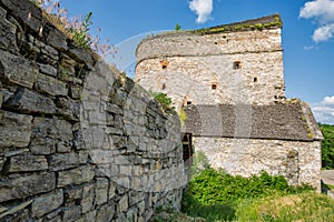 Old stone medieval Stephen Bathory tower in Kamianets-Podilskyi fortress, Ukraine