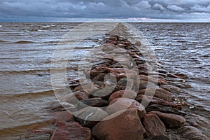 Old stone mole in Parnu bay. Was built in 1863-1864. The length is about two kilometers. Parnu Bay it a bay in the northeastern