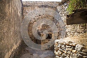 Old stone oven.Historic buildings on the island in the fortress of Spinalonga in Crete. Boat trip to the island of lepers