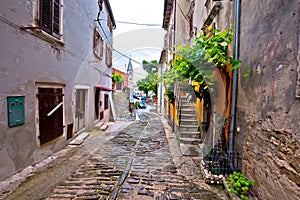 Old stone paved street of Buje