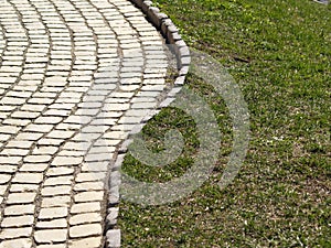 Old stone pavement in the park