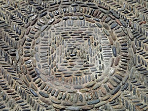 Old stone pavement road on the medieval street