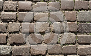 Old Stone Pavement Texture Background, Granite Cobblestone Road Pattern, Vintage Block Sidewalk