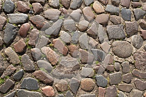 Old Stone Pavement Texture Background, Granite Cobblestone Road Pattern, Vintage Block Sidewalk