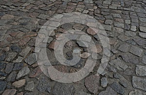 Old Stone Pavement Texture Background, Granite Cobblestone Road Pattern, Vintage Block Sidewalk