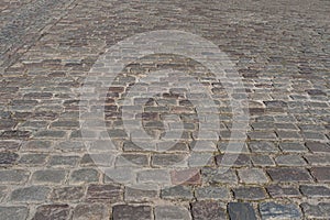 Old Stone Pavement Texture Background, Granite Cobblestone Road Pattern, Vintage Block Sidewalk