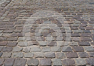 Old Stone Pavement Texture Background, Granite Cobblestone Road Pattern, Vintage Block Sidewalk