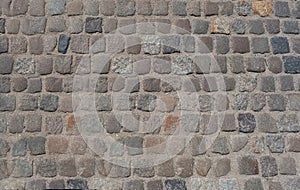 Old Stone Pavement Texture Background, Granite Cobblestone Road Pattern, Vintage Block Sidewalk