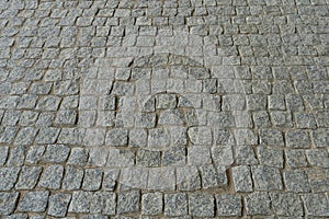 Old Stone Pavement Texture Background, Granite Cobblestone Road Pattern, Vintage Block Sidewalk